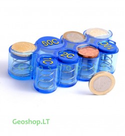 Euro monetų laikiklis, dėklas, mėlynas